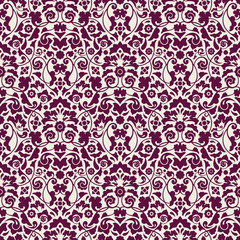 Seamless Damask Pattern Purple/Beige Wallpaper