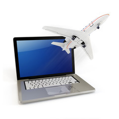 3d laptop with take off plane