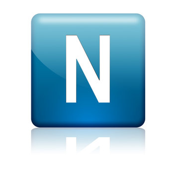 Boton cuadrado azul letra N