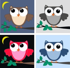 four different owls