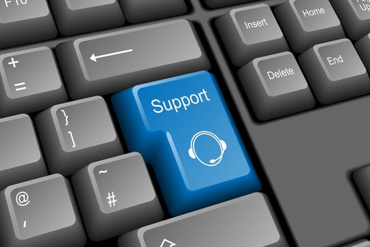 SUPPORT Key on Keyboard (service helpdesk tech call us)