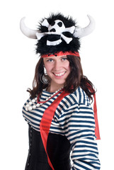 portrait of Attractive girl in a pirate costume