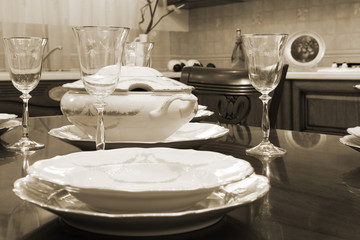 glasses and plates