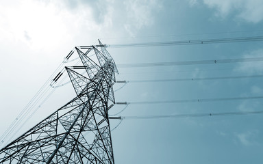 power transmission tower - obrazy, fototapety, plakaty