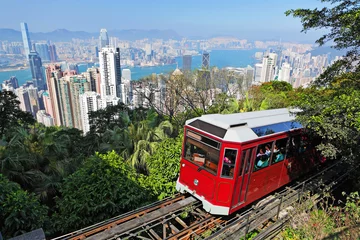 Foto op Plexiglas Toeristentram bij de Piek, Hong Kong © leungchopan