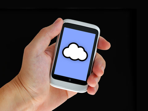 Mobile cell phone with cloud icon