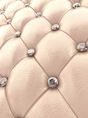 Cercles muraux Cuir Tapisserie d& 39 ameublement beige avec des diamants, illustration 3d