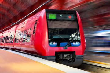 Modern high speed train with motion blur