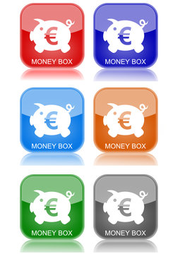 Money box  "6 buttons of different colors"