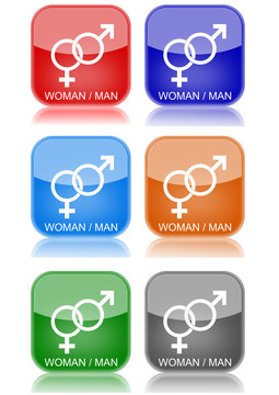 Woman/Man  "6 buttons of different colors"