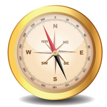 classical compass gold on white