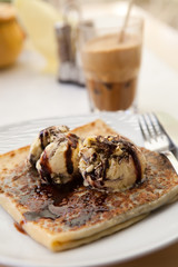 Sweet crepe with ice cream