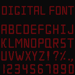 Fototapeta premium Vector red digital font