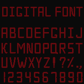 Vector red digital font
