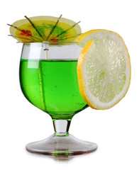 Green cup and lemon