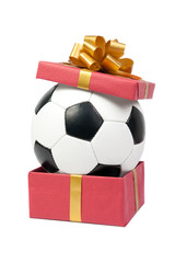 Soccer ball in a gift box