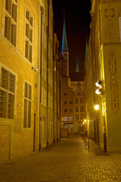 Historic street in Gdansk, Poland.