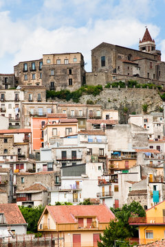 dense houses in ancient sicilian mountain town