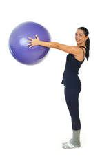 Female workout with pilates ball