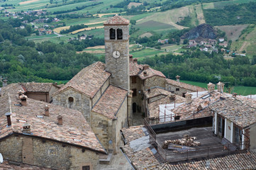 Panoramic view of Vigoleno. Emilia-Romagna. Italy.