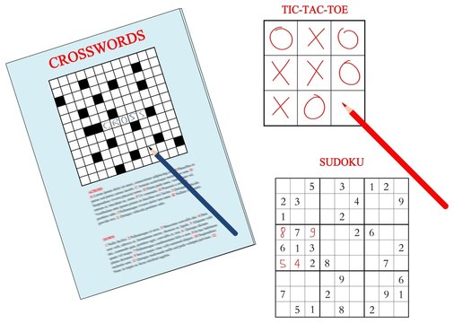 jeux: mots croises, sudoku, tic tac toe