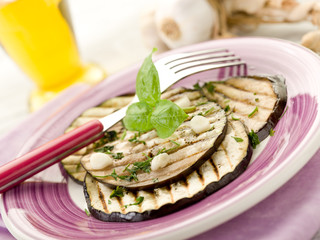 eggplants grilled with garlic and olive oil