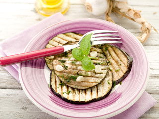 eggplants grilled with garlic and olive oil