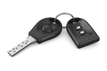 Automobile key and alarm system on white background. Isolated 3D