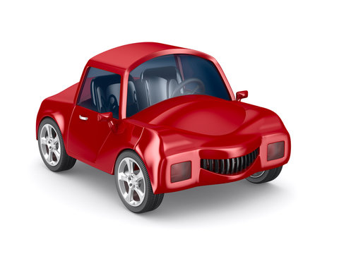 Red car on white background. Isolated 3D image