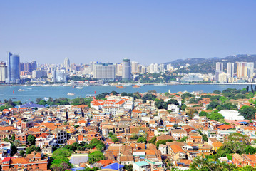 Fototapeta premium China Xiamen aerial view from Gulang-yu island