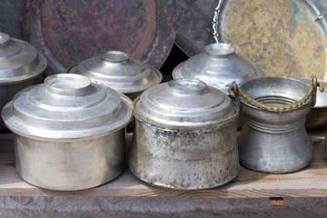 Old traditional cooking cups