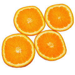 Orange slices isolated over white background.