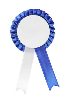 Studio shot of a blue ribbon award