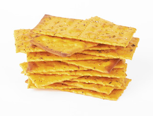 Crackers on a white background