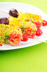 Fruit dessert in the plate