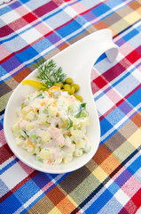 Delicious salad in the plate