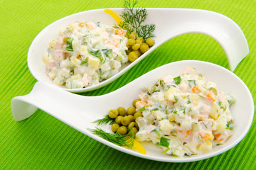 Delicious salad in the plate