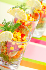 Delicious salad in the plate