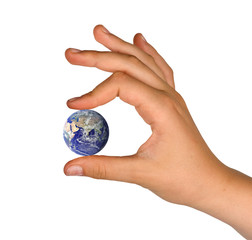 Hand with planet earth