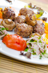 Kebab served in the plate