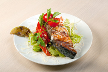 Grilled salmon steak