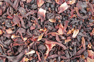 Dry Elite flower tea with slices of exotic fruit