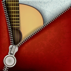 abstract background with guitar and open zipper - 35786957