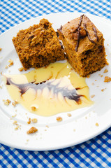 Sweet cake dessert in the plate