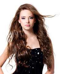 Portrait of the beautiful sexy woman with long hairs
