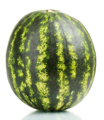 Ripe striped watermelon  isolated on white