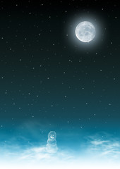 Obraz na płótnie Canvas Snowman smiling in the moonlight
