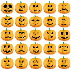 Big set of halloween pumpkins or Jack O`Lantern