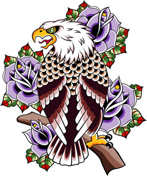 eagle with rose background