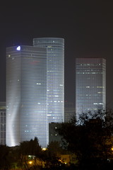Azrieli center at night. Tel Aviv. Israel